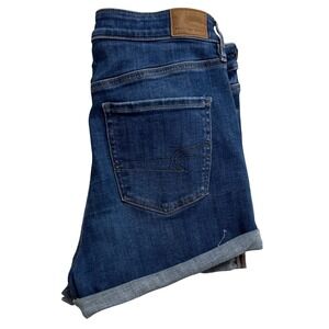 American Eagle High V-Rise Shortie Denim Shorts Dark Wash Next Level Stretch 10